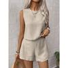 Ladies Solid Colour Sleeveless Vest Shorts Casual Fashion Two Piece Set