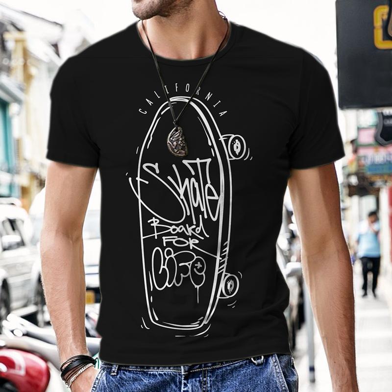 Men T-shirt Men's T-shirts Skeleton Skateboard Pattern Summer Outfit Fashion Hot Tops Street Short Sleeve 2022 New O Neck Luxury