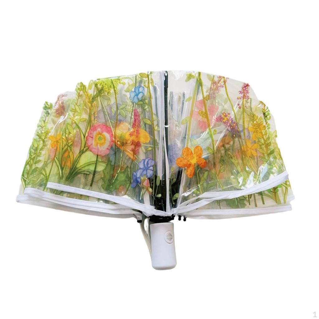 Clear Canopy Umbrella for Travel, Compact Flower Design Kids And Women