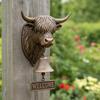 Scottish Cattle Welcome Bell Wall-Hung Decorative with Sign Rustic