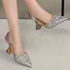 Летние босоножки женские со стразами и острым носком, модные высокие каблуки, элегантные свадебные вечерние женские туфли