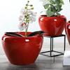 Ceramic Flowerpot Large Circular Opening Planter Pot Colored Glaze Finish Flower Pot with Drainage Hole for Indoor Outdoor Use