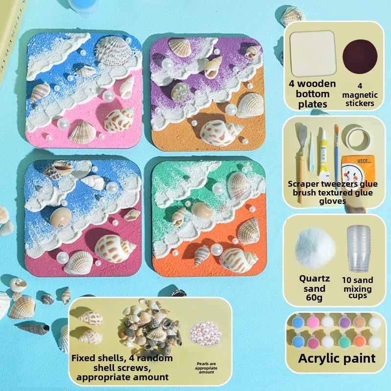 Картина с текстурой кварцевого песка Магниты на холодильник Ручной работы DIY Материал Пакет Океанский магнит на холодильник Домашний декор