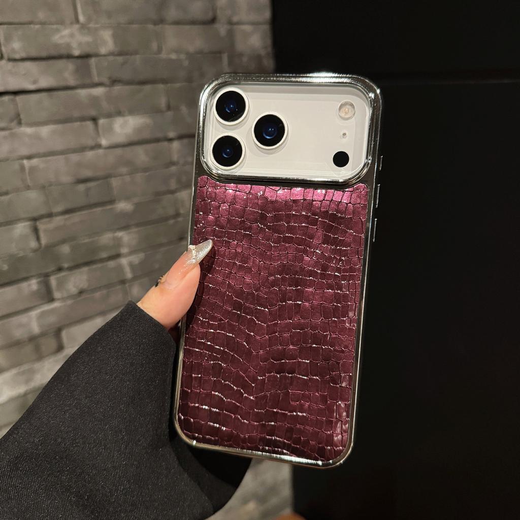 Роскошный глянцевый узор крокодиловой кожи для защитного чехла iPhone 17air для Apple 16promax гальванизированный чехол