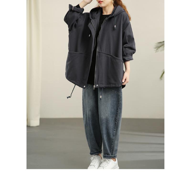 DIMANAF 2023 женская длина ветровка женская большая нерегулярная корейская свободная модная с капюшоном желтая плюс размер с открытой строчкой