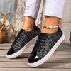 Fashion Korean Version of Trendy Women's Shoes 2025 New Metal Sequin Lace-up Flat Low-top Board Shoes Sports and Casual Versatile