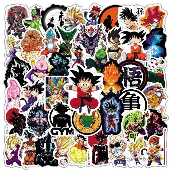 50 шт., наклейки Dragon Ball, устойчивые к выцветанию, водонепроницаемые наклейки с героями мультфильмов для детей, игрушки, ноутбук, скейтборд