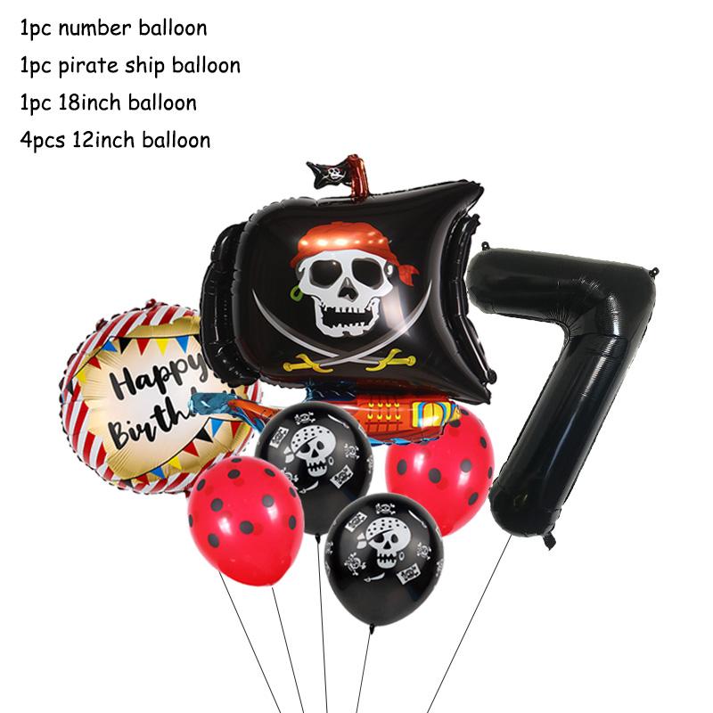 Пиратская тематика Мультяшные украшения Одноразовая посуда Бумажные тарелки Чашки Воздушные шары Детские сувениры День рождения День рождения Baby Shower Supplie