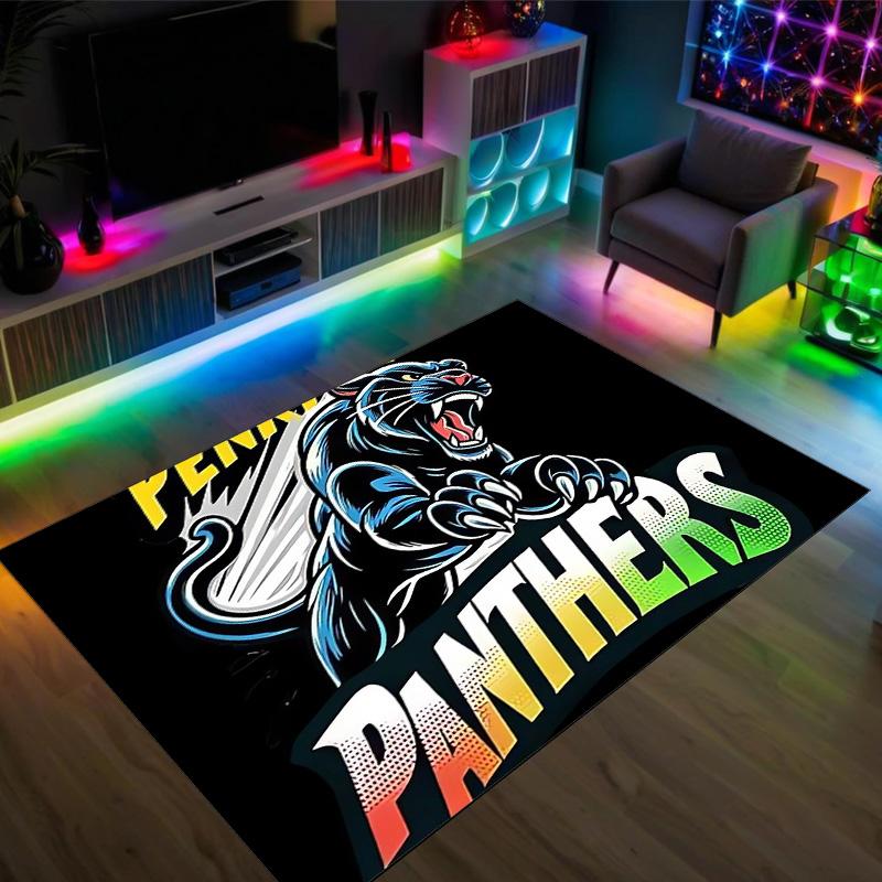 Penrith Panthers Design Crystal Velvet Carpet Cozy Non?Slip Printed Rug For Bedroom Living Room Entrance