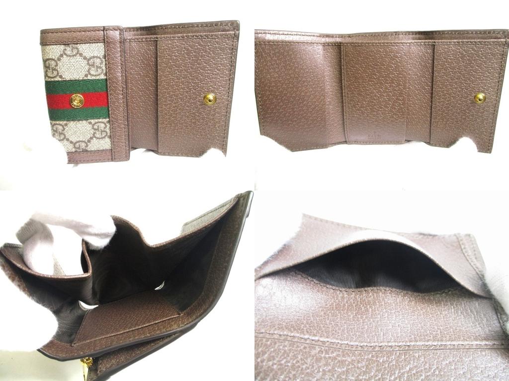 Authentic GUCCI Beige Leather Ophidia GG Trifold Wallet Compact Wallet #a470  Refurbished