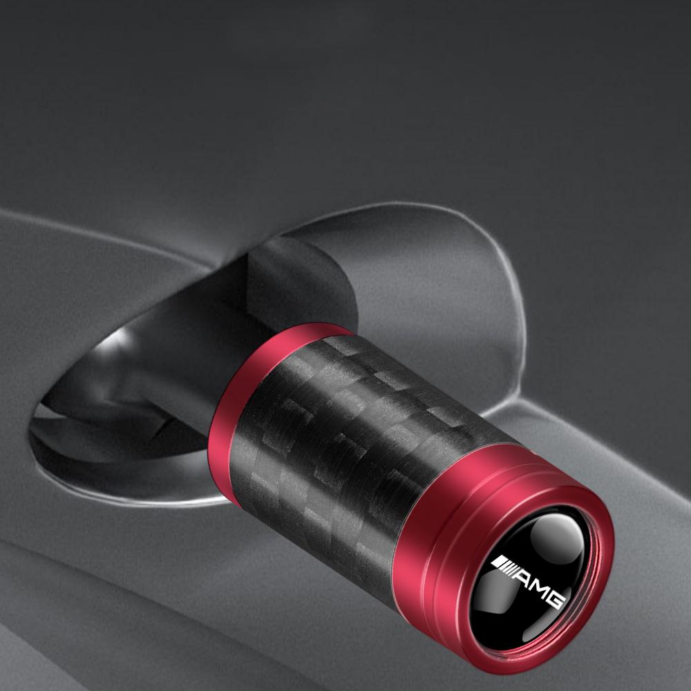 CQY1 4Pcs Metal Carbon Fibe Wheel Tire Valve Dust Caps Auto Decor for AMG W140 W168 W169 W176 W177 GLS GLB EQC CLS SLK A200 GLK CLK
