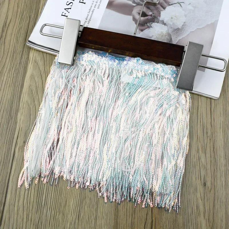 Meetee 1-5 ярдов 17 см Пайетки Лазерная Кисточка Бахрома Занавеска Платье Отделка Кисточки Кружево Декоративная Тесьма Домашние Швейные Принадлежности