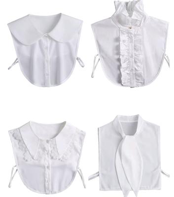 Women's Cotton Detachable Collar for Sweater Blouse Shirt Fake Collar Decorative Female White Half Shirt False Collar Accessory