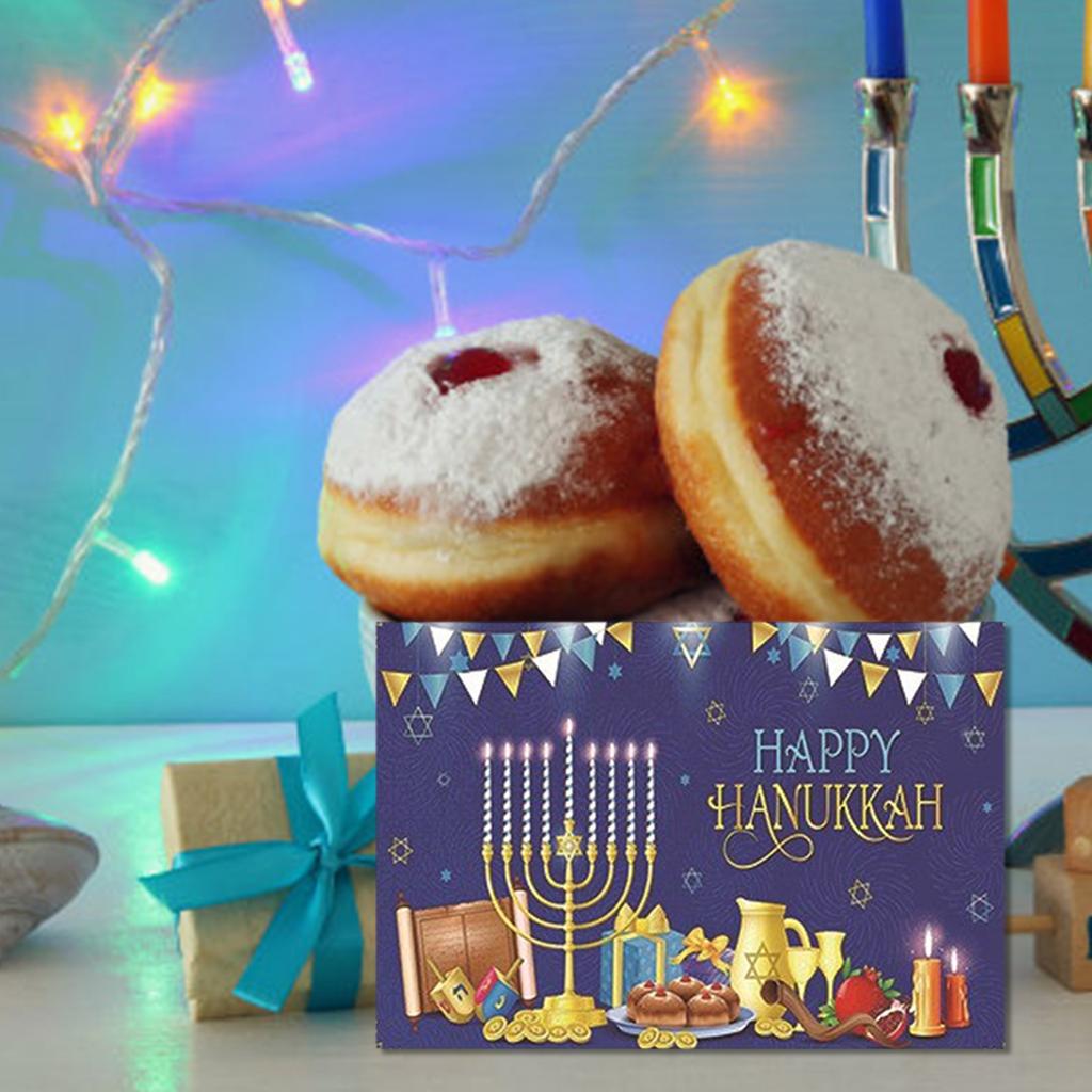 Celebrate 5Set Hanukkah Holiday Greeting Cards Religious Designs with Glitter and Envelopes