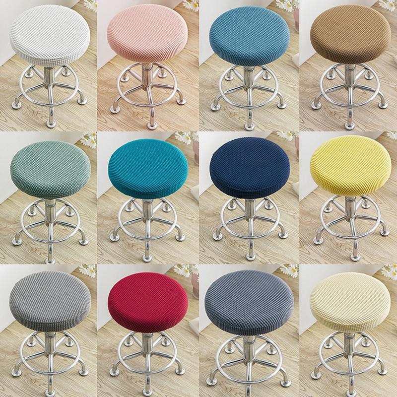 Slipcover Bar Stool Cover Round Chair Cover Anti-Dirty Solid Seat Cushion Protector Removable Stool
