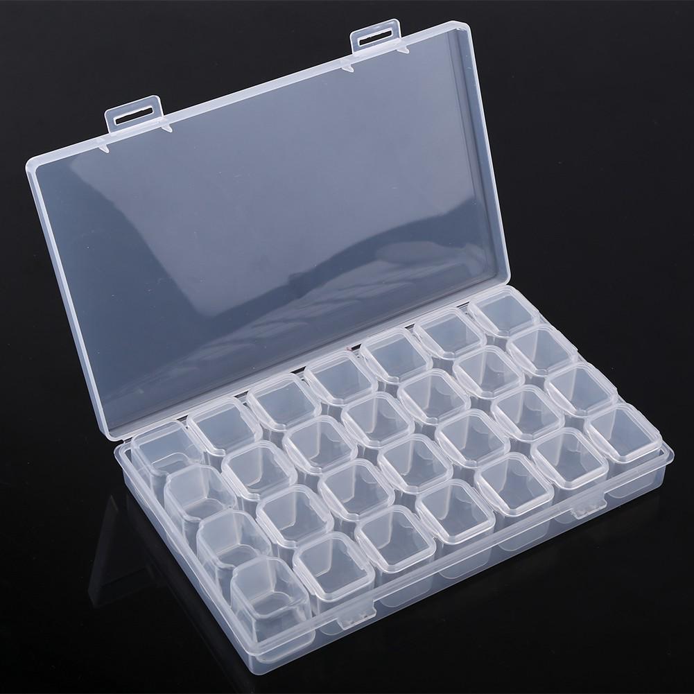 Clear Plastic 28 Slots Adjustable Tablet Medicine Pill Jewelry Storage Organizer Box Container