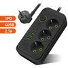 Удлинитель с вилкой европейского стандарта, удлинительный кабель 2 м, несколько розеток 3 переменного тока, электрическая розетка с 4 USB 1 сетевым фильтром типа C, быстрая зарядка