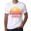 Мужская винтажная футболка Футболка с рисунком Capri Sunset White