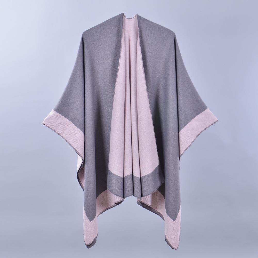 New Women's Spring Scarf Shawl Fashion Versatile Solid Color Four Seasons Imitation Cashmere Split Cape Amazon