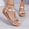 2024 Hot Sale Women's Shoes Plus Size Women's Sandals Fashion Crystal Daily Sandals Women New Printing Peep Toe Wedge Sandals