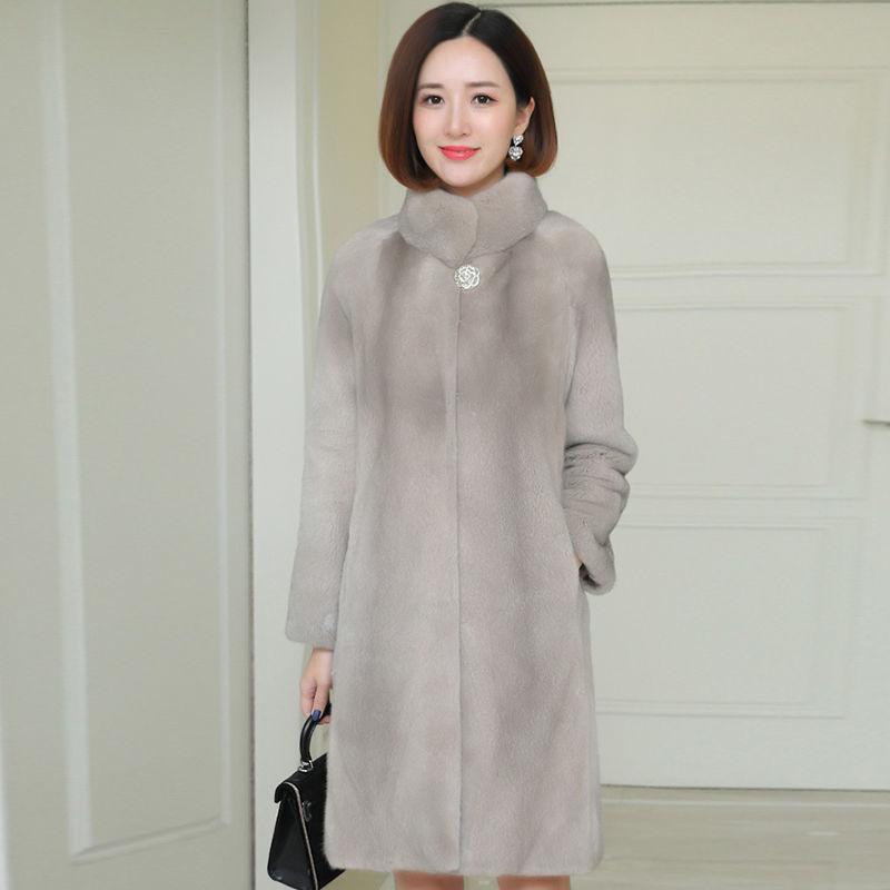 Зимняя куртка из искусственного меха норки средней и длинной длины с воротником-стойкой, утолщенная и тонкая одежда для мам, зимняя одежда из хлопка с ватной подкладкой