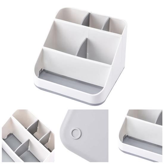 Коробка для хранения в ванной комнате с 6 отделениями, большой вместимости, нескользящая конструкция, держатель для зубных щеток и зубной пасты, органайзер для столешницы