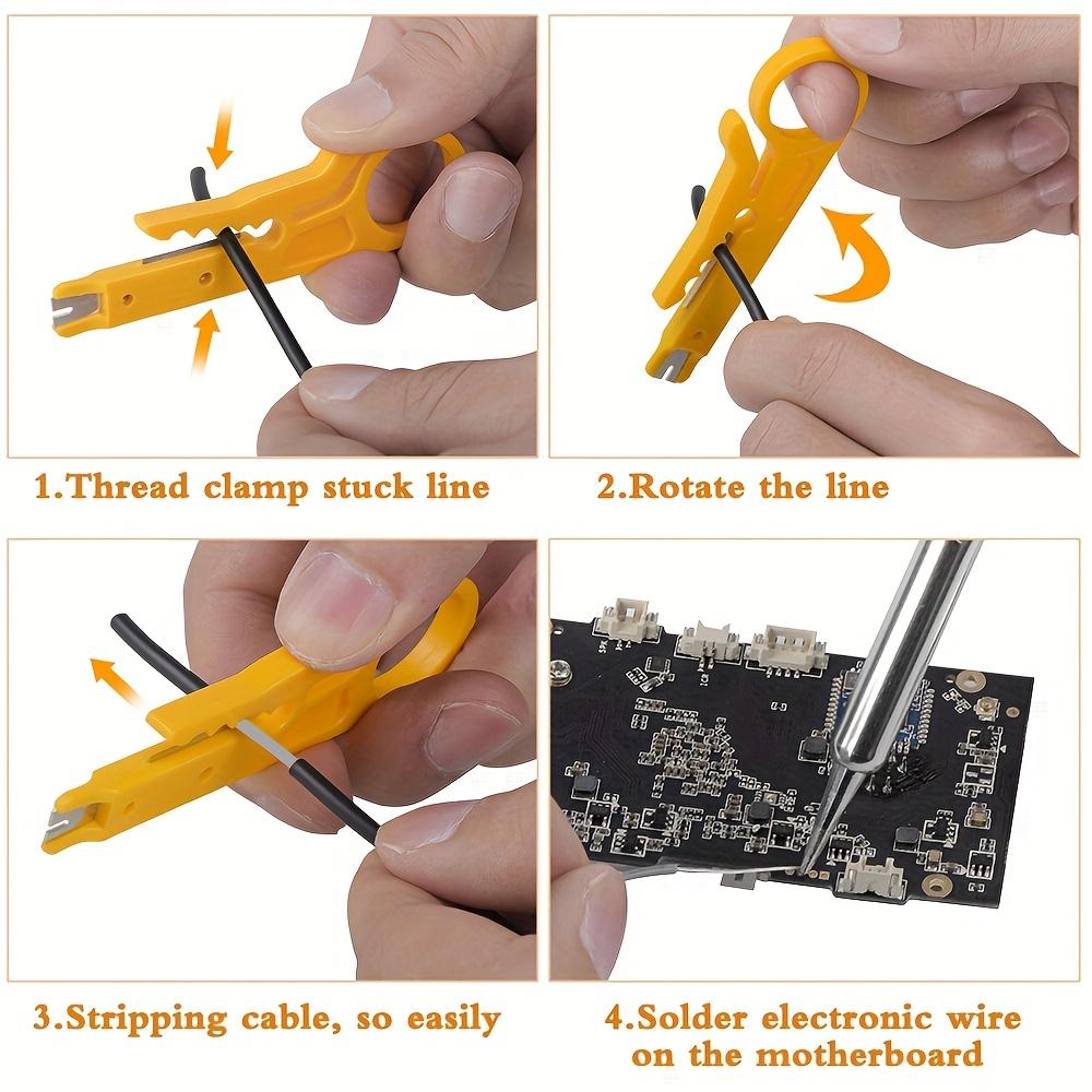 Yellow Portable Wire Stripper and Crimper Pliers Compact Cable Cutter Tool for UTP/STP Data Wires, Safe and Easy To Use Ideal for Modular Connectors