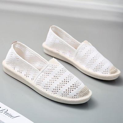 Мода Женские Плоские Слипоны Холщовые Весенние Лоферы Соломенные Эспадрильи Женские Повседневные Удобные Льняные Полосатые Слипоны Ленивые Туфли