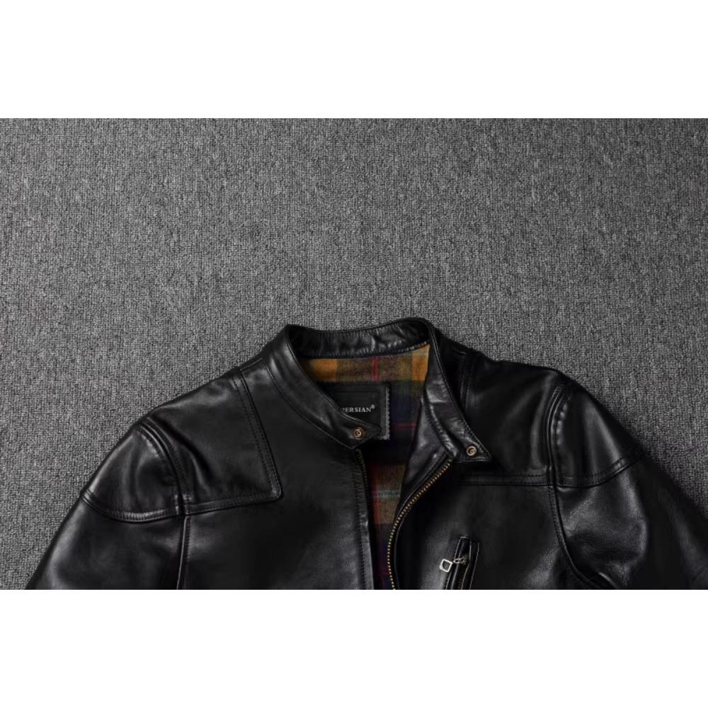 Китайский размер, стиль RL, верхний слой, вощеная конская кожа, куртка из натуральной кожи, мужская, воротник-стойка, коричневая, мотоциклетная, мужская, байкерская, осенняя