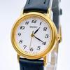 Used Working Item Seiko Watch White Dial Gold Case Analog Quartz