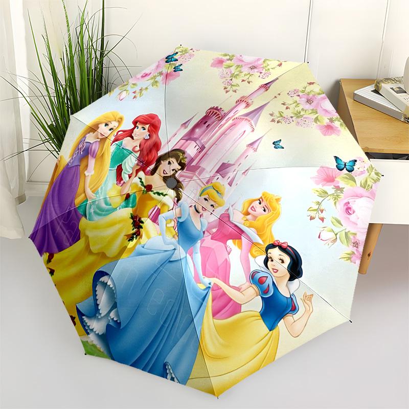 Princess Castle Themed Automatic Opening and Closing Umbrella, Brightly Colored 8-rib Portable Umbrella, Suitable for Men and Women, A Perfect Gift fo