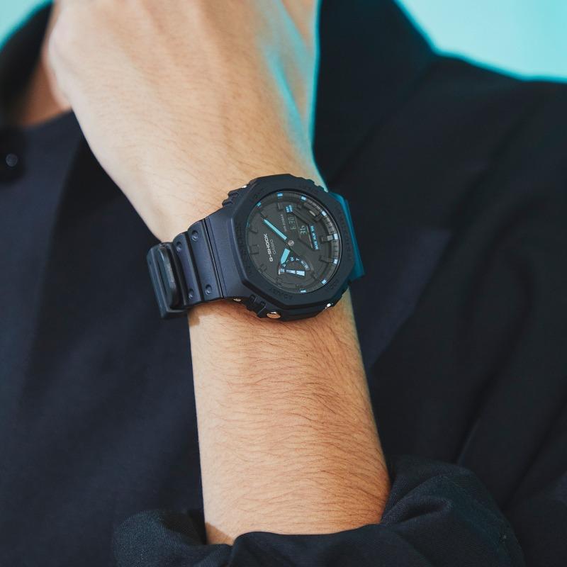 Casio Мужские кварцевые часы GA-2100-1A2 из смолы, водонепроницаемые 200 м, ударопрочные, цифровые