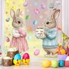 PVC Bunny Glass Electrostatic Film Cartoon Rabbit Happy Easter Bunny Decal  Glass Mirror