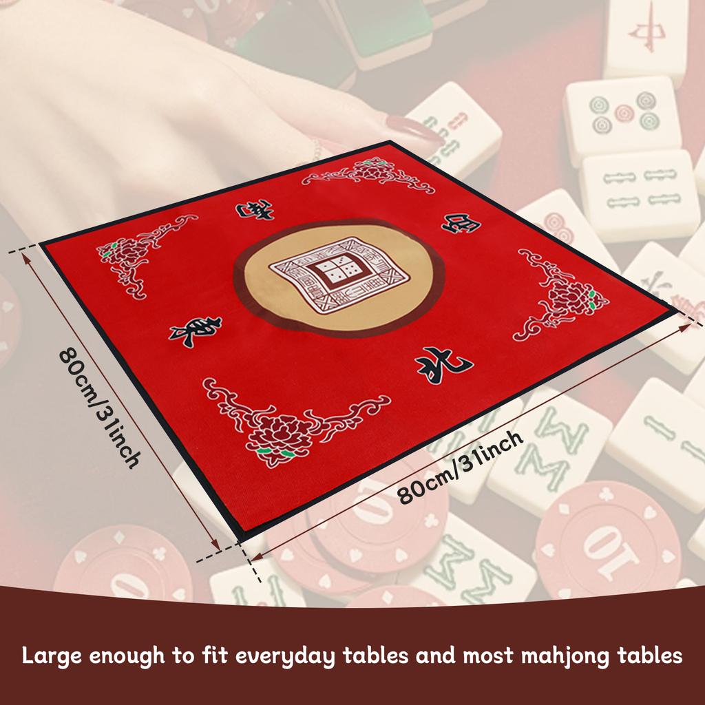 80x80cm Large Mahjong Mat Anti-Noise Toard Game Table Mat Polyester Slid-Proof Mahjong Accessory Tablecloth for Home Game Party