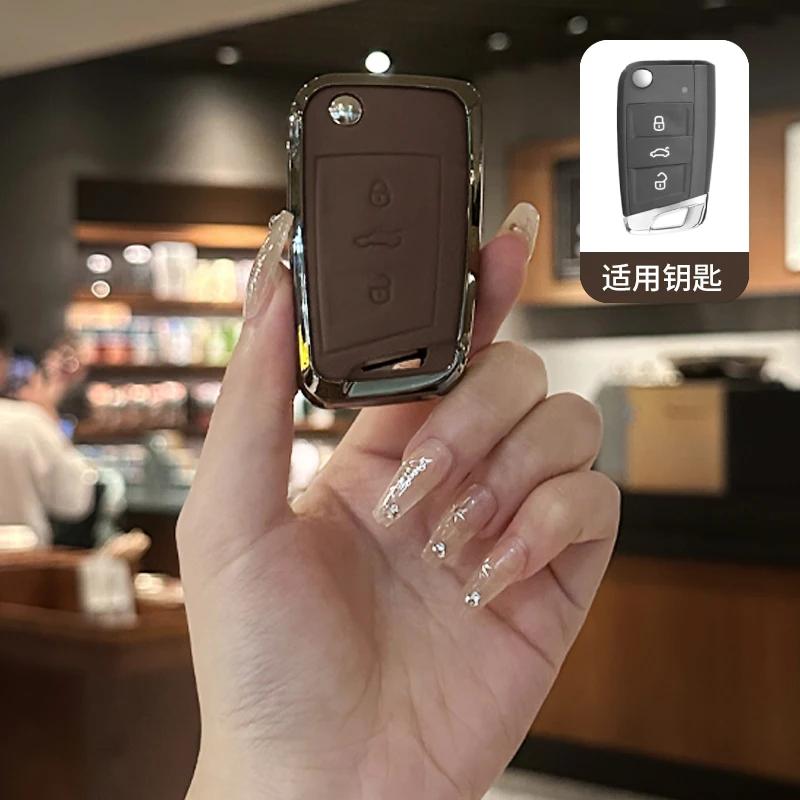 qwe3For VOLKSWAGEN VW For VW Volkswagen Tiguan MK2 Golf 7 MK7 T-Cross T-ROC Polo Touran Zinc Alloy Car Key Case Cover Shell Protect VISJ6