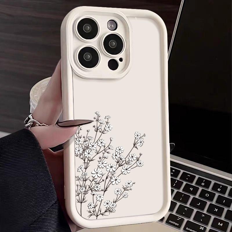 Candy Color Tpu Phone Case for iPhone 16 Pro 15 14 Plus 13 12 11 Pro Max Xs Xr 8 7 Shockproof Flower Pattern Soft Lens Protection Cover Funda