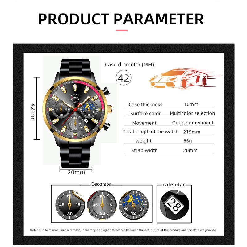 Stylish Simple Watch Men's Stainless Steel Watch Calendar Quartz Watch Men's Personalized Casual Watch