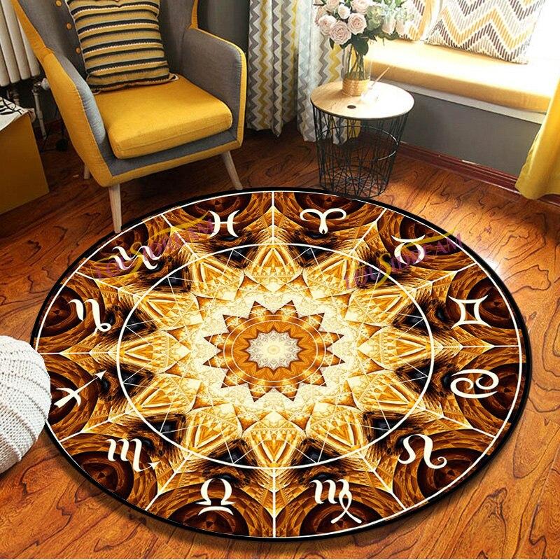 Mysterious Constellation Round Rug, Non-Slip Soft Entrance Door Mat and Chair Floor Protector for Home Bedroom Decor