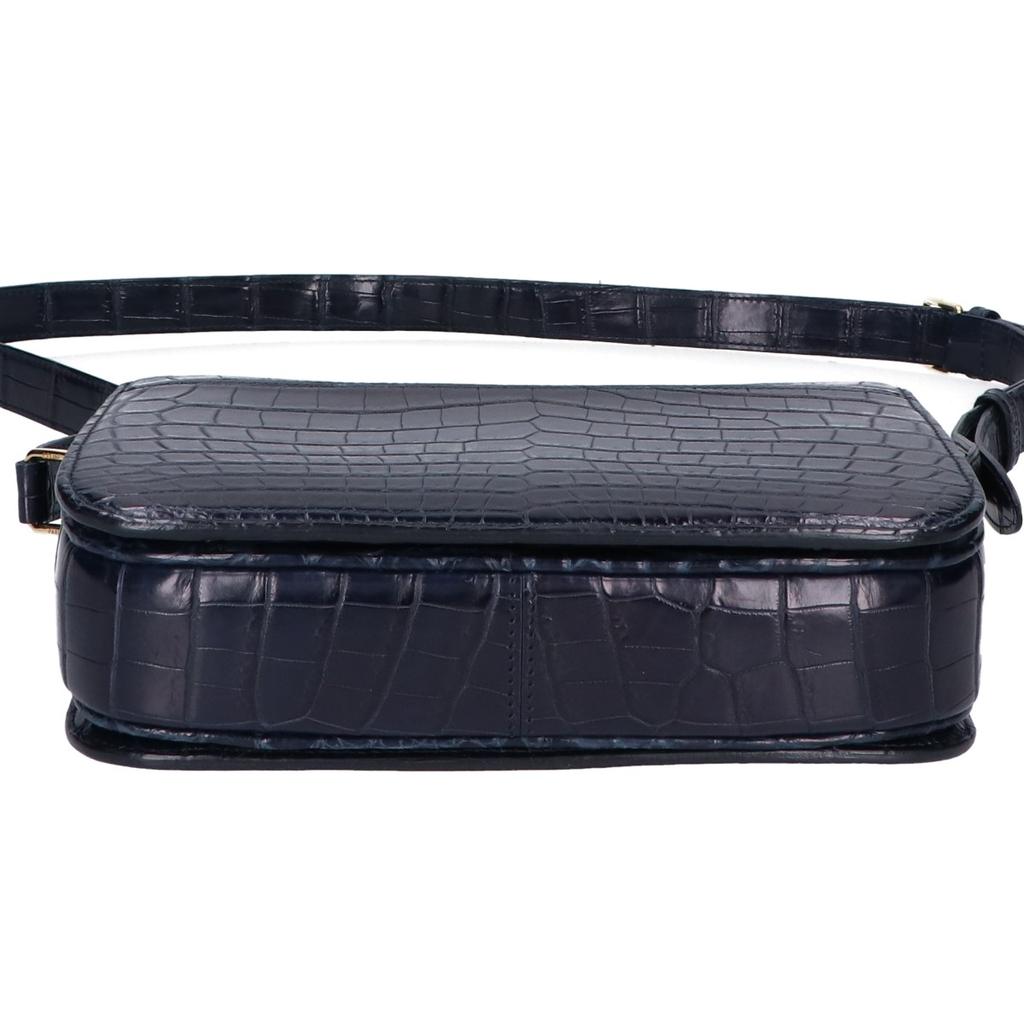 CELINE Crocodile Leather Classic Triomphe Shoulder bag NavyUsed