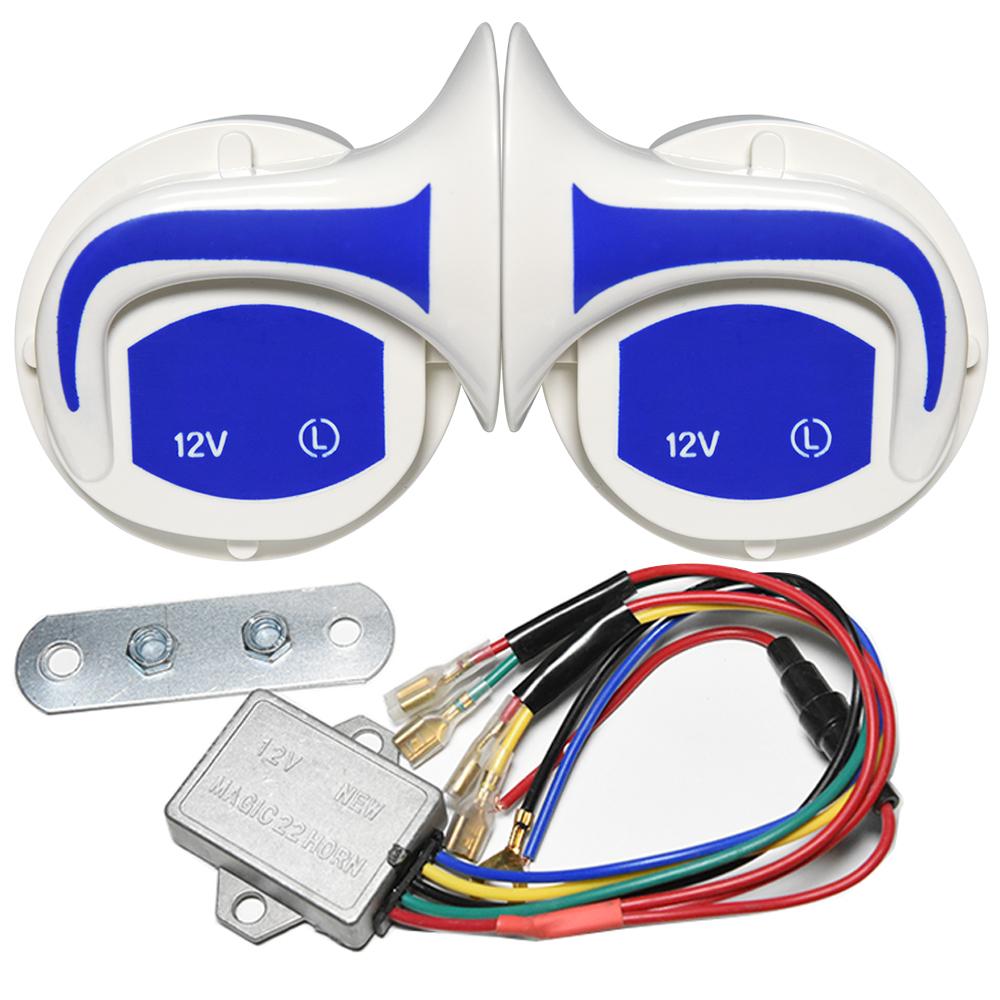 2pcs 12v 115DB Hella Super Loud Compact Electric Blast Tone Car Air Horn Kit For Motorcycle and Car 335HZ/400HZ
