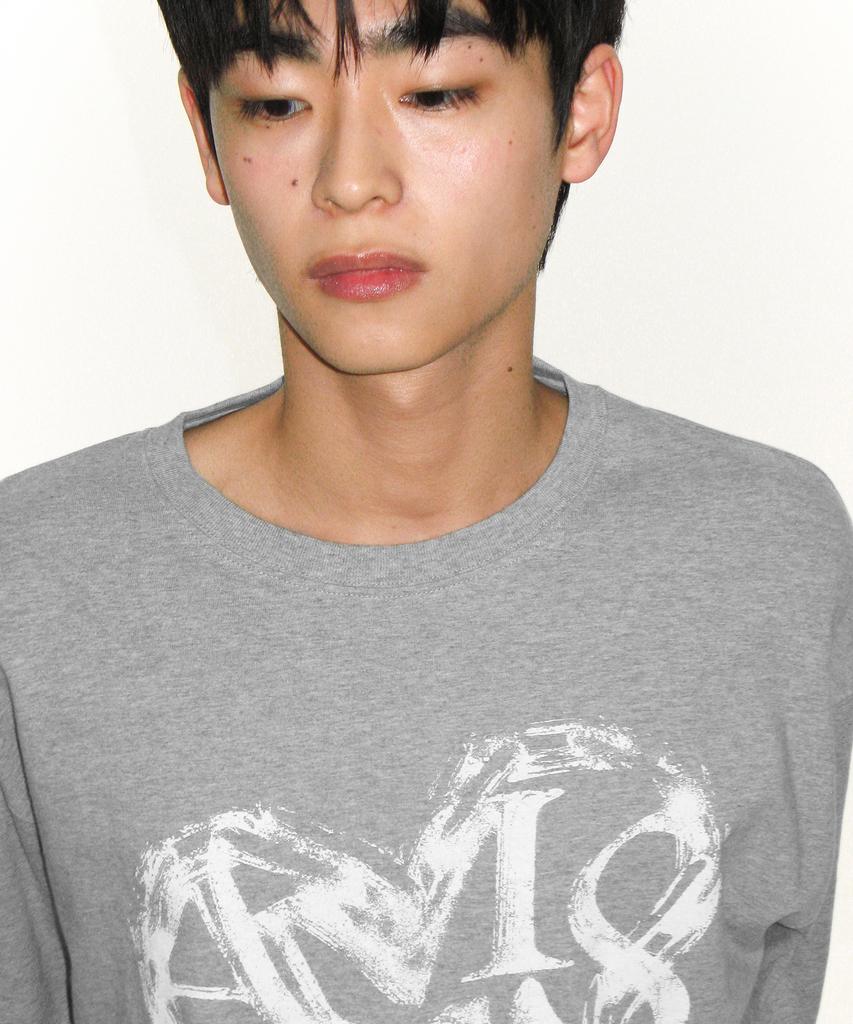 AMES-WORLDWIDE Ames Heart Graphic Ls Tee Gray