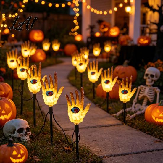 Solar Powered Decorative Lamp Halloween Skeleton Hand Light Spooky Ghost Hands with 20/30 LEDs Stake Lights for Outdoor Garden Yard Lawn Pathway