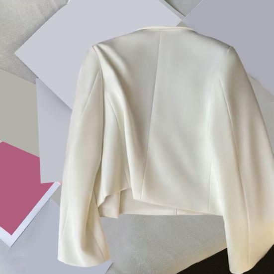 Осенний женский укороченный пиджак с длинными рукавами и лацканами, двубортный однотонный приталенный костюм, пальто, уличная одежда