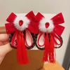 Ancient Style Children's New Year Hairpin Princess Wig Braid New Year Bow Hairpins Plush Ball Ribbon Tassels