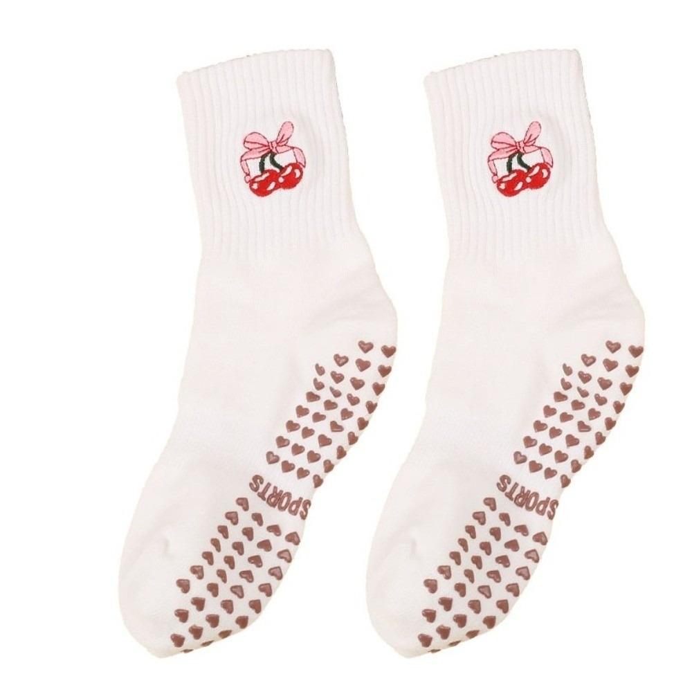 Хлопковые носки для йоги с противоскользящим покрытием, носки для дома, модные носки средней длины для женщин