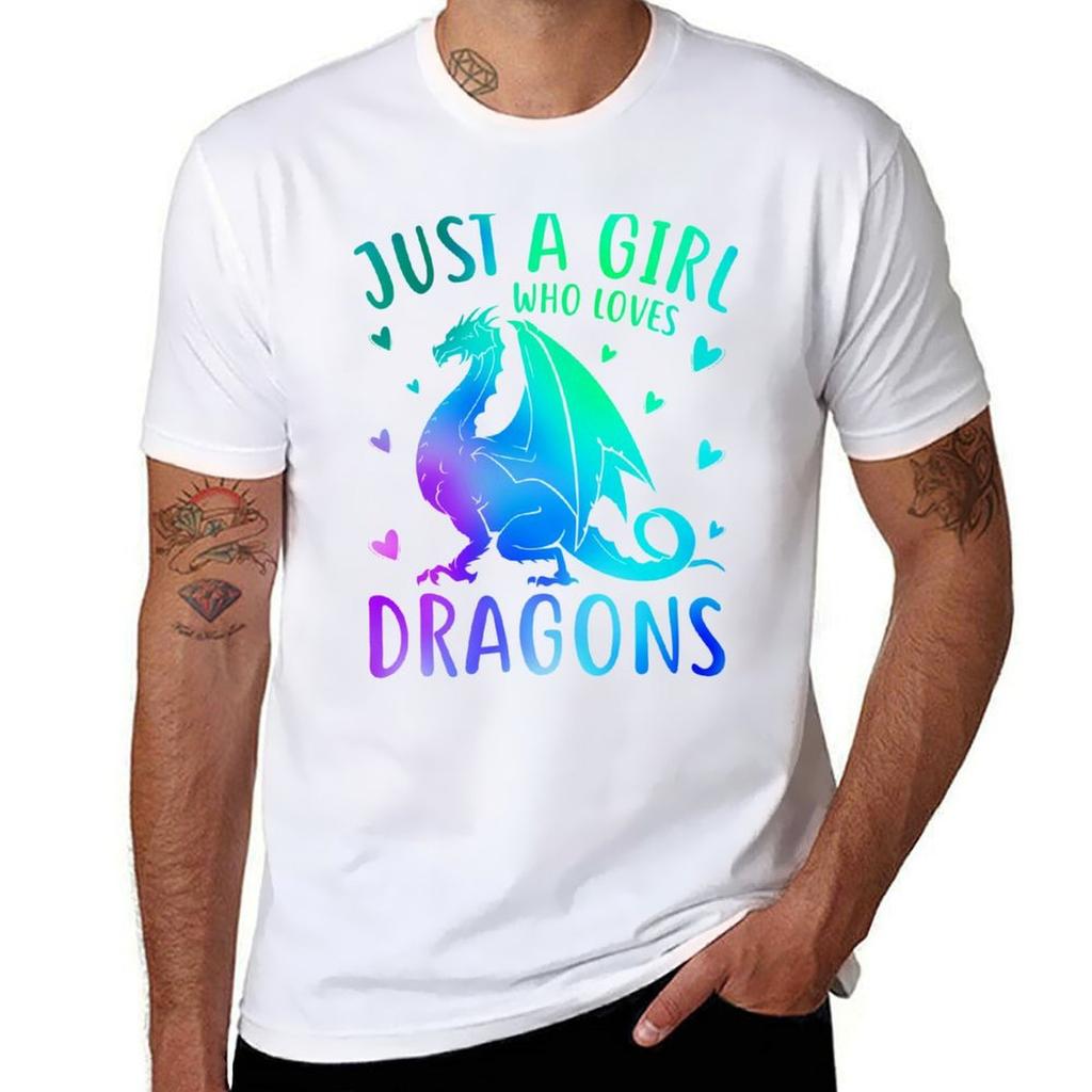 Cute Just A Girl Who Loves Dragons Women and Girls T-Shirt man t shirt luxury T-Shirt