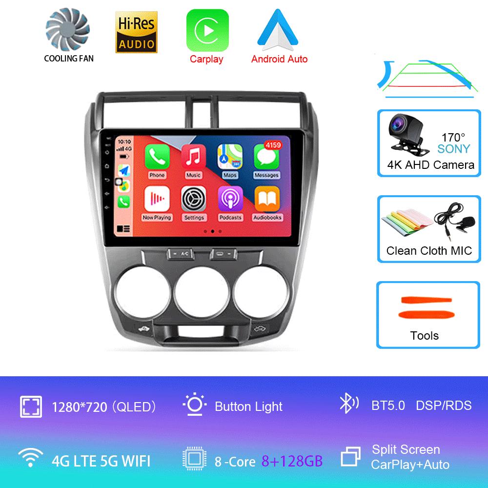 Автомобильный радиоприемник Android 14 Carplay мультимедийный проигрыватель для Honda City 2008 2009 2010 2011 2012 2013 2014 Автомагнитола Стерео 2din Головное устройство