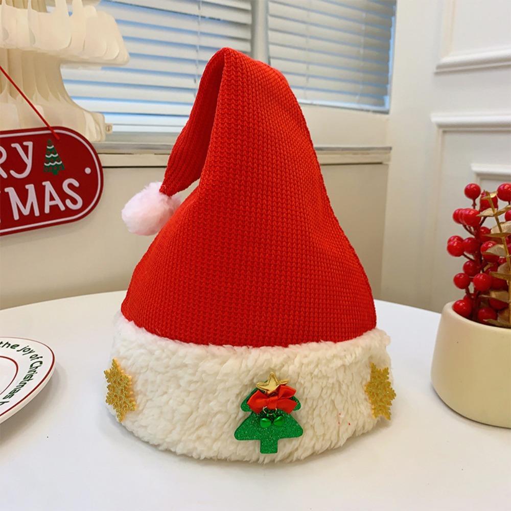 Snowflake Santa Claus Hat Merry Christmas Decoration Elk Deer Cap Red Plush Hat  Winter/Autumn