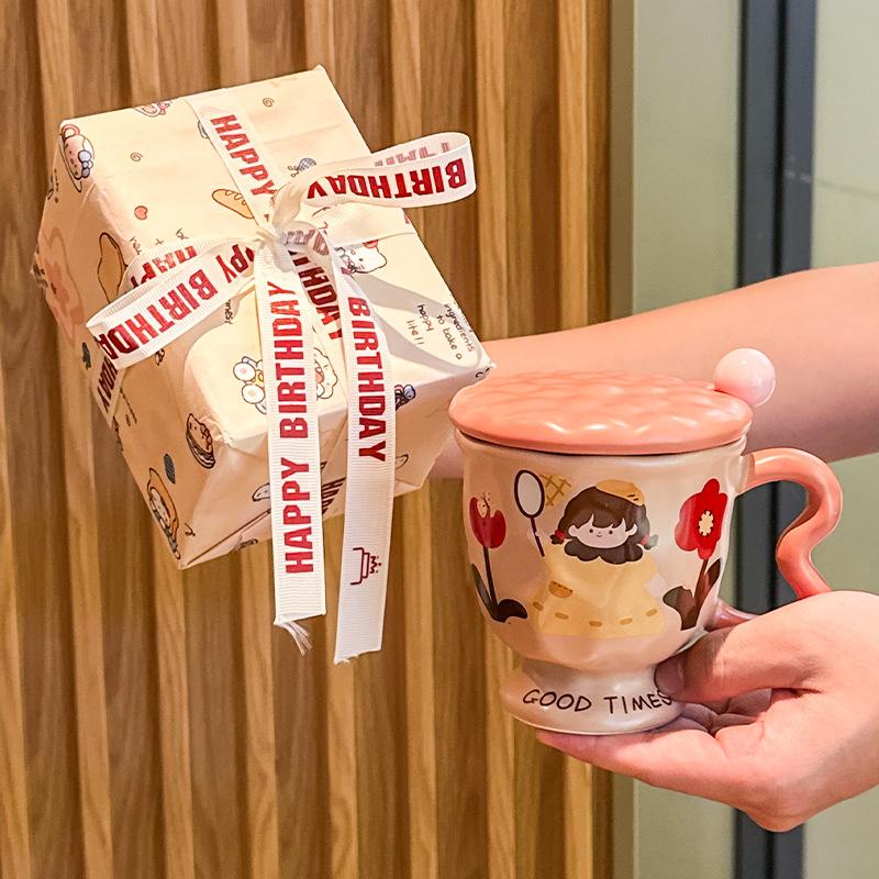 Ретро керамическая кружка для пары, кофейная чашка с крышкой, премиальное ощущение, бытовая чашка для молока и завтрака, женский подарок на день рождения