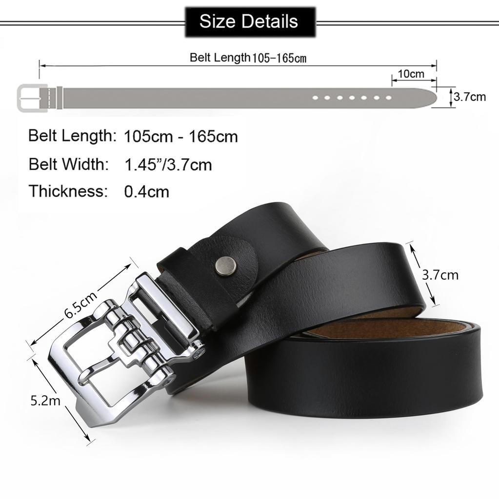 Plus Genuine Leather Stylish Casual Jeans Work Brown Regular and Large Sizes Length Black [JingHao] Men's Belt, Sizes, Belt, Belt, Belt, & Black,